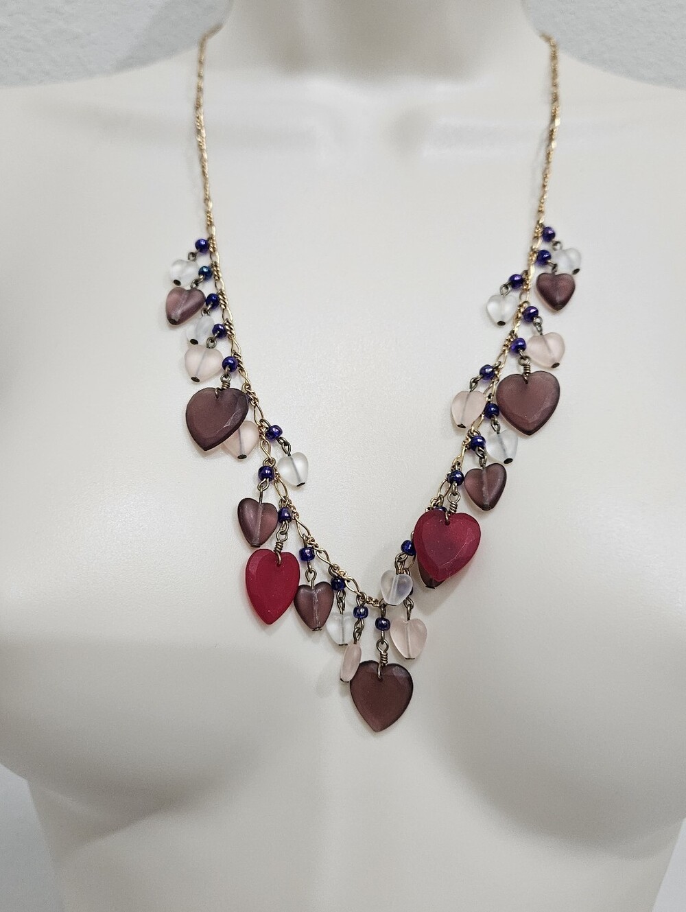 Vintage  Kingston Gold -tone  Chain Heart Charm Necklace
